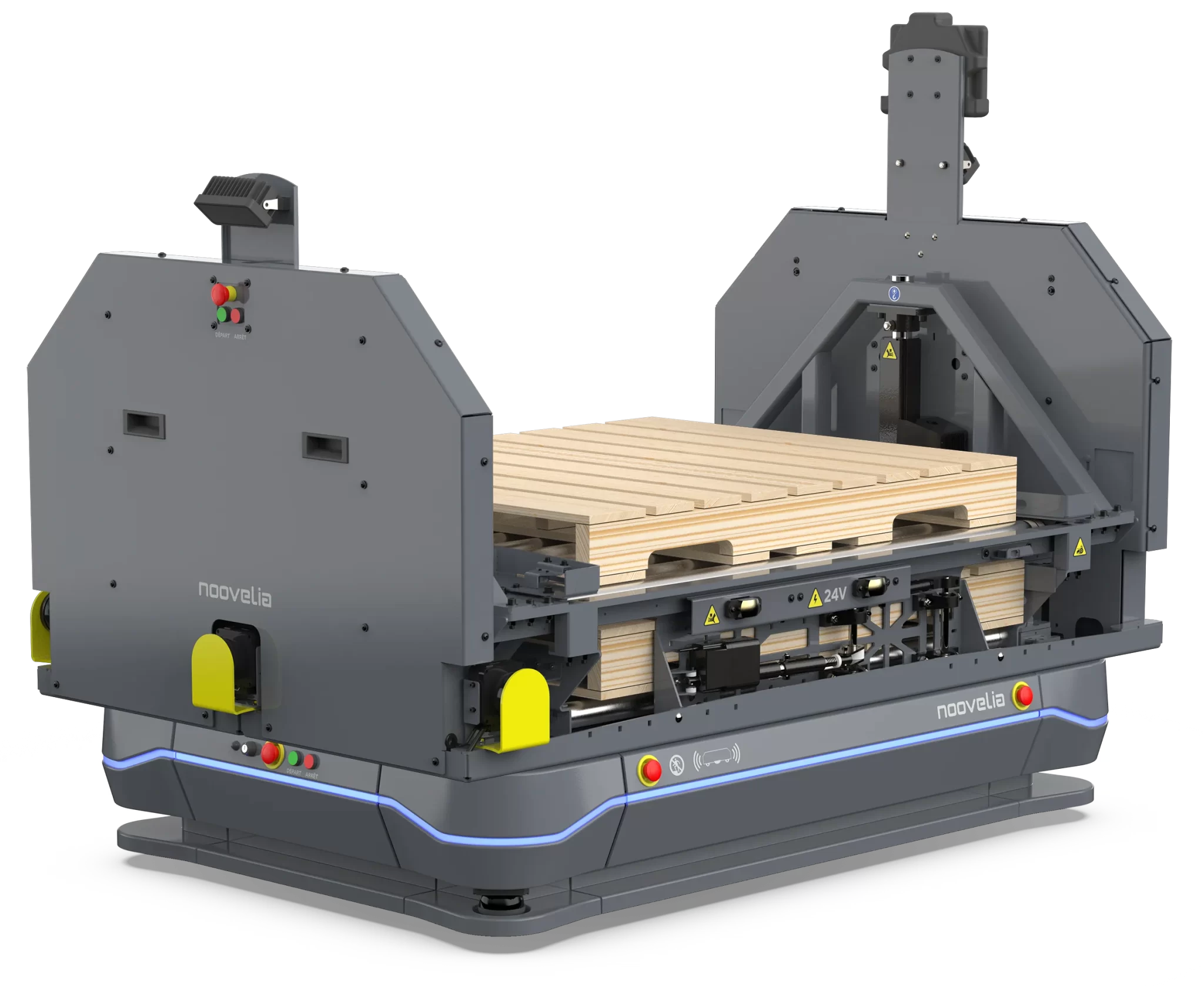 Autonomous Mobile Robot AMR and AGV Platform with Conveyor and Pallet Management - Noovelia Inc.