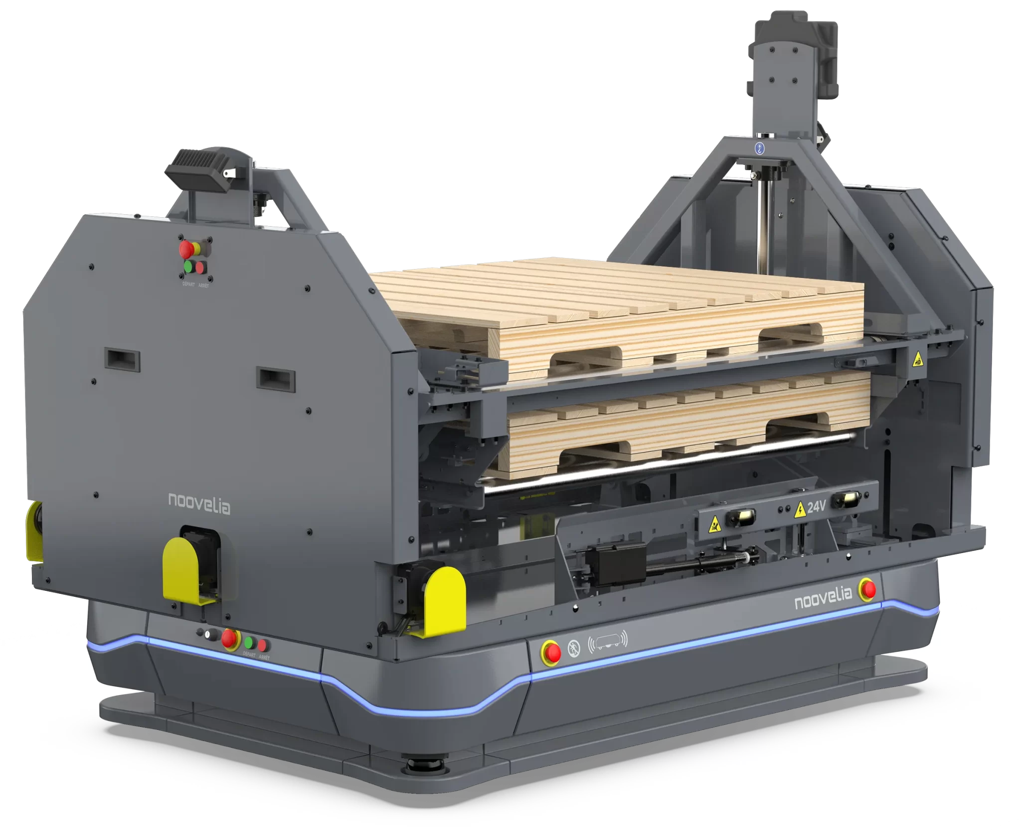 Autonomous Mobile Robot AMR and AGV Platform with Conveyor and Pallet Management - Noovelia Inc.
