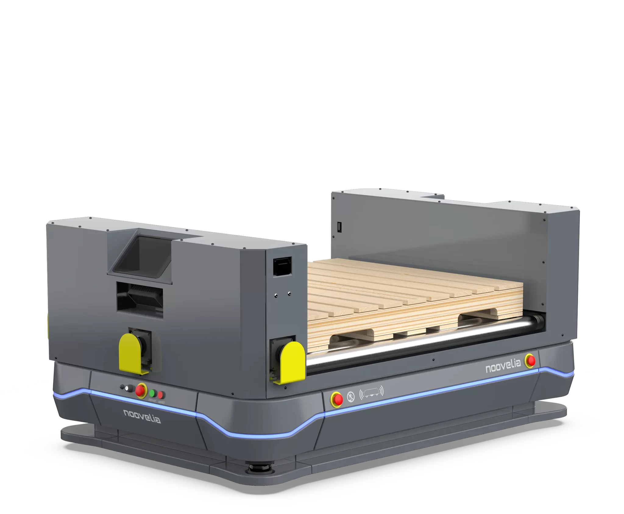 Autonomous Mobile Robot AMR and AGV Platform with Roller Conveyor - Noovelia Inc.