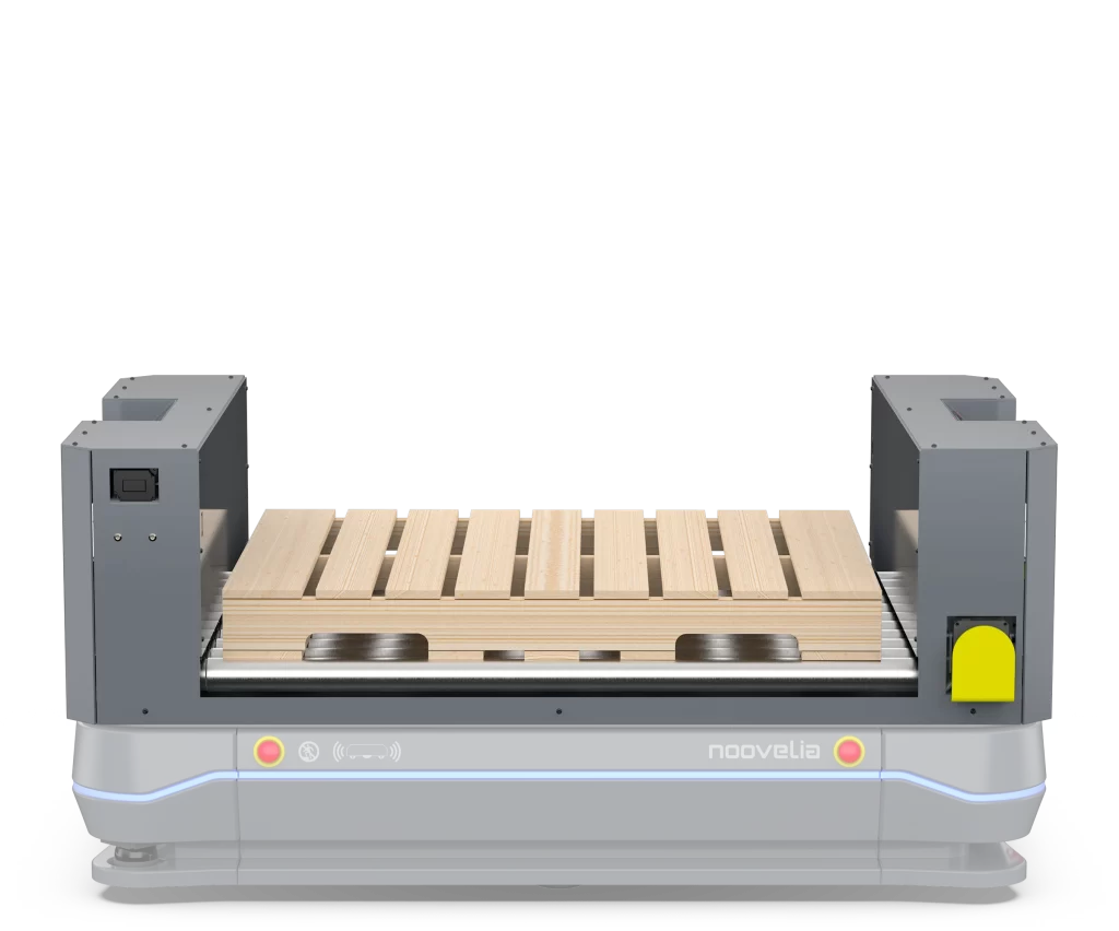 Autonomous Mobile Robot AMR and AGV Platform with Roller Conveyor - Noovelia Inc.