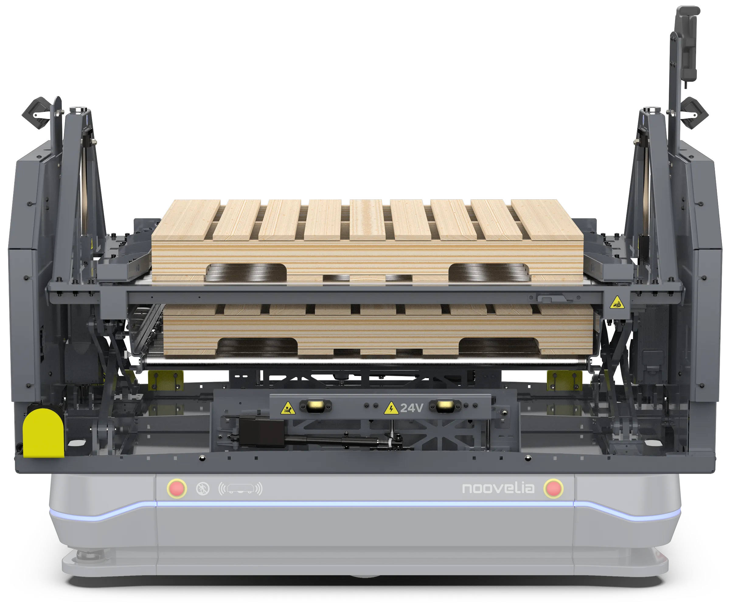 Robot mobile autonome AMR et AGV Plateforme avec convoyeur et gestion de palettes - Noovelia Inc.