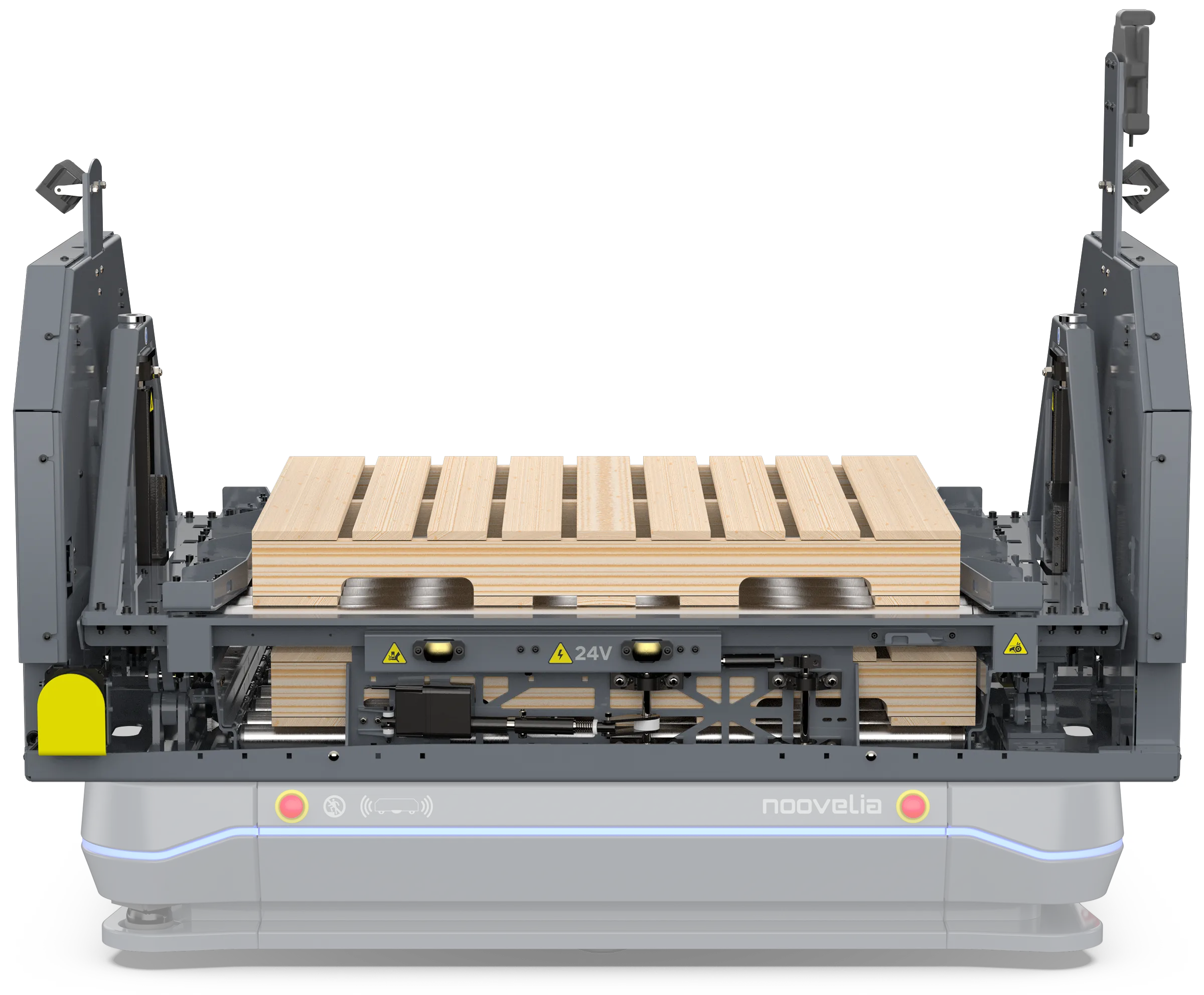 Robot mobile autonome AMR et AGV Plateforme avec convoyeur et gestion de palettes - Noovelia Inc.